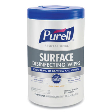 PURELL® Professional Surface Disinfecting Wipes, 7 X 8, Fresh Citrus, 110-canister, 6 Canister-carton freeshipping - TVN Wholesale